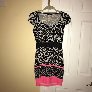 Black White & Pink printed dress
